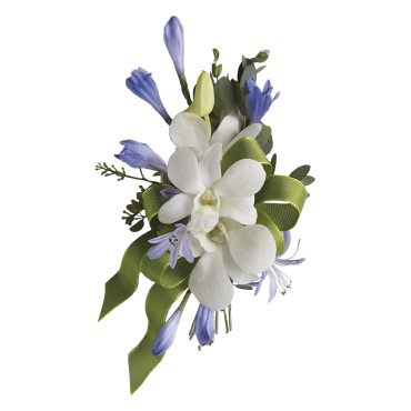 Blue and White Elegance Corsage