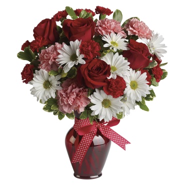 Hugs and Kisses Bouquet with Red Roses